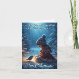 Cartão de Natal da Cena de Neve e Robin