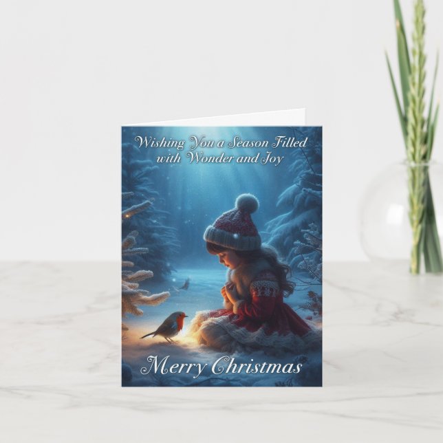 Cartão de Natal da Cena de Neve e Robin (Frente)