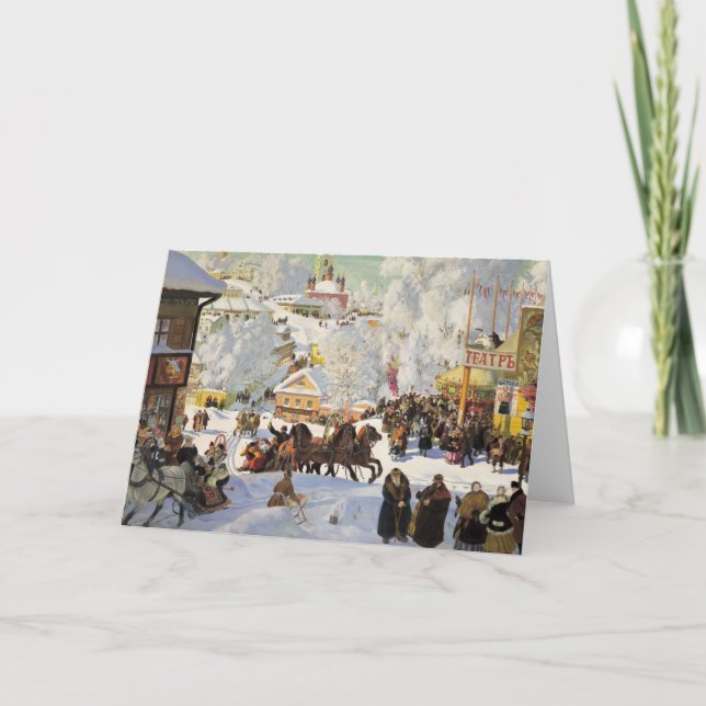 Cartão de Natal da Cena de Neve Russa (Frente)