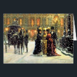 Cartão de Natal da Cena Parisiense de inverno Vint<br><div class="desc">Feliz Natal. Vintage Winter Parisiense Scene painting Cards de Natal Personalizadas. Cartões correspondentes,  Convites de Festas de Férias e presentes disponíveis no Natal e Ano Novo | Categoria de Belas Artes da nossa loja.</div>