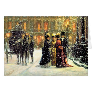 Cartão de Natal da Cena Parisiense de inverno Vint