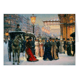 Cartão de Natal da Cena Parisiense de inverno Vint
