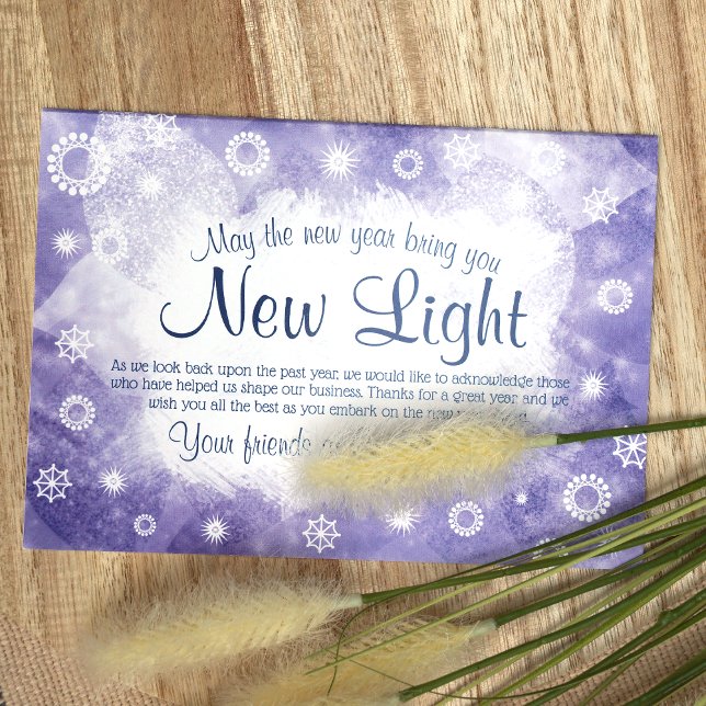 Cartão de Natal da Companhia Azul Frosty (Blue Winter Snowflakes, Blue Logo Company Holiday Christmas Card)