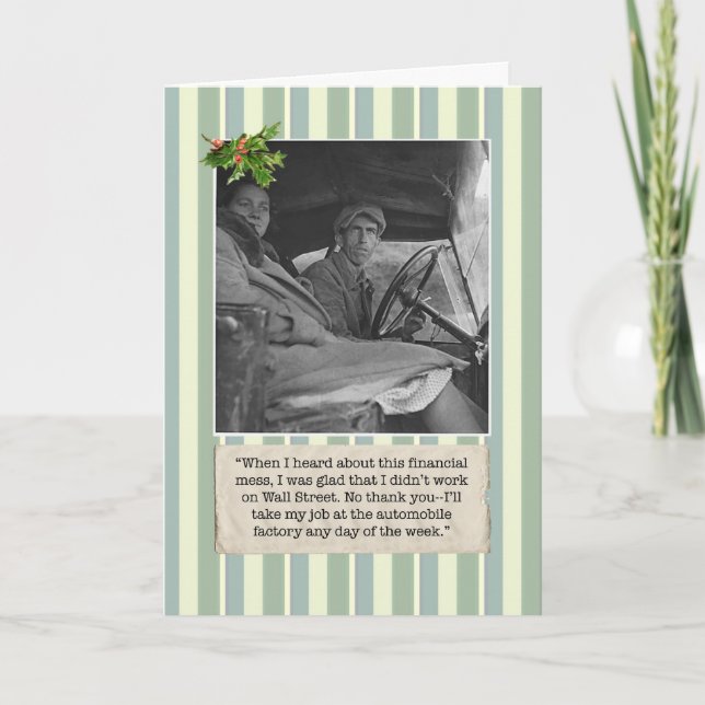 Cartão de Natal da crise financeira com auto (Frente)