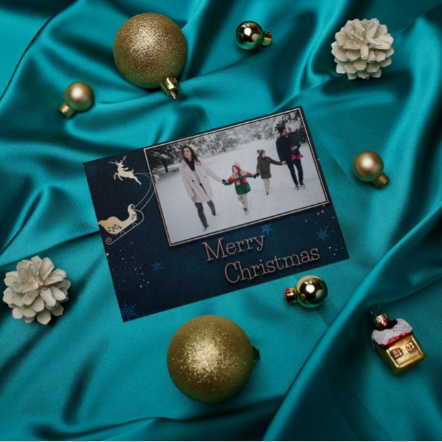 Cartão de Natal da família Blue Starry Night (Criador carregado)