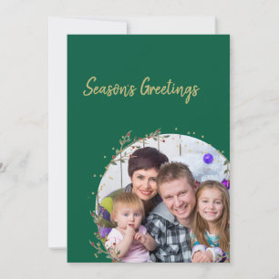 Cartão de Natal da Família com Círculo Dourado e V