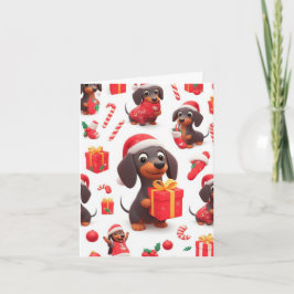 Cartão de Natal da Família Dachshund