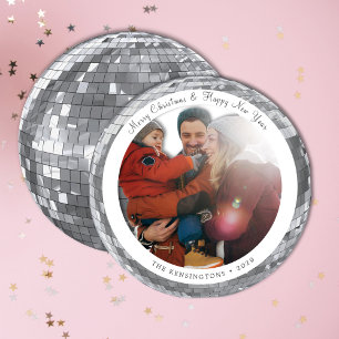 Cartão de Natal da Família de Bola Disco Arredonda