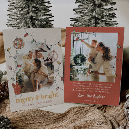 Cartão de Natal da Família de Fotos de Natal Retro