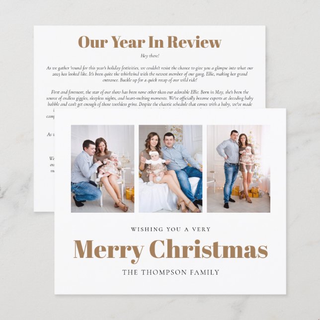 Cartão de Natal da Família de Fotos do BUDGET 3 (Frente/Verso)