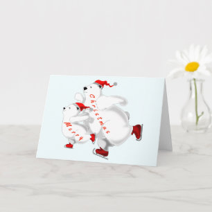 Cartão de Natal Da Família De Patins