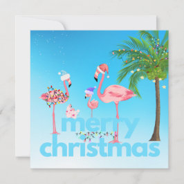 Cartão de Natal da Família Flamingo Divertido