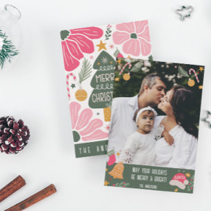 Cartão de Natal da Família Floral Boho