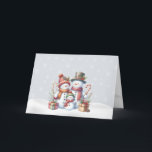 Cartão de Natal da Família Holiday Snowman<br><div class="desc">Cartão de Natal Holiday Snowman</div>