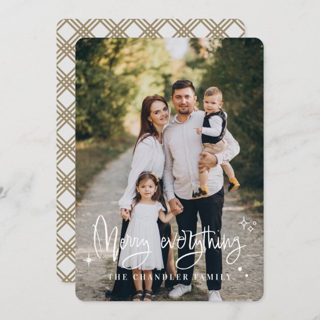 Cartão de Natal da Família Merry Everything (Frente/Verso)
