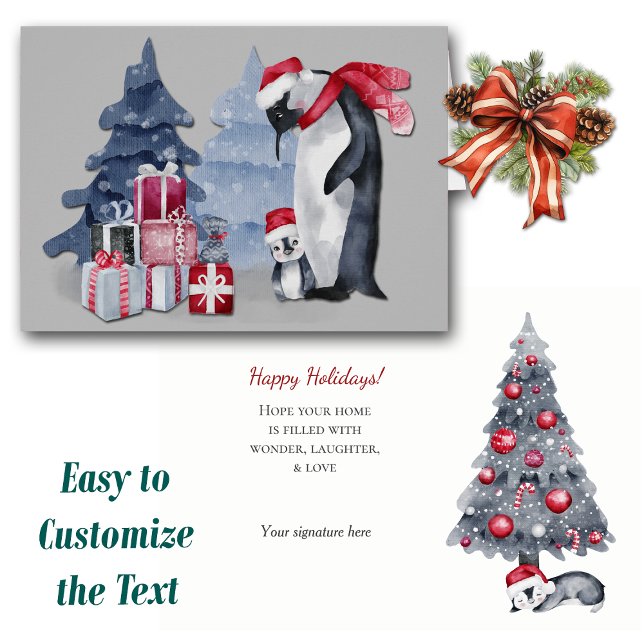 Cartão de Natal da Família Pinguim Bonito (Criador carregado)