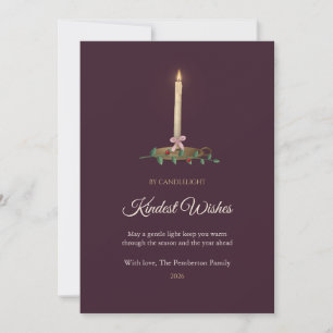 Cartão de Natal da Família Plum Candlelight Taper