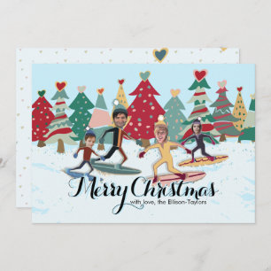 Cartão de Natal da Família Snowboard