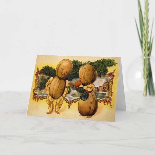 Cartão de Natal da Família Vintage Walnut (Frente)