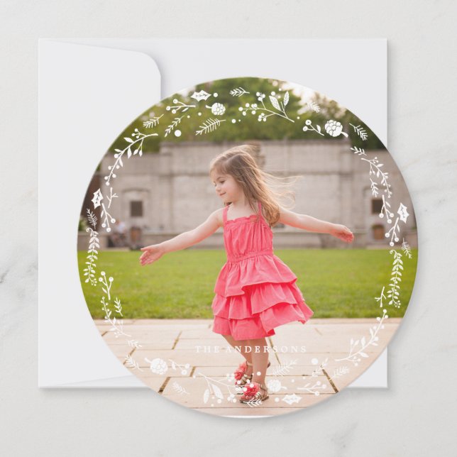 Cartão de Natal da Folhagem de inverno (Frente)