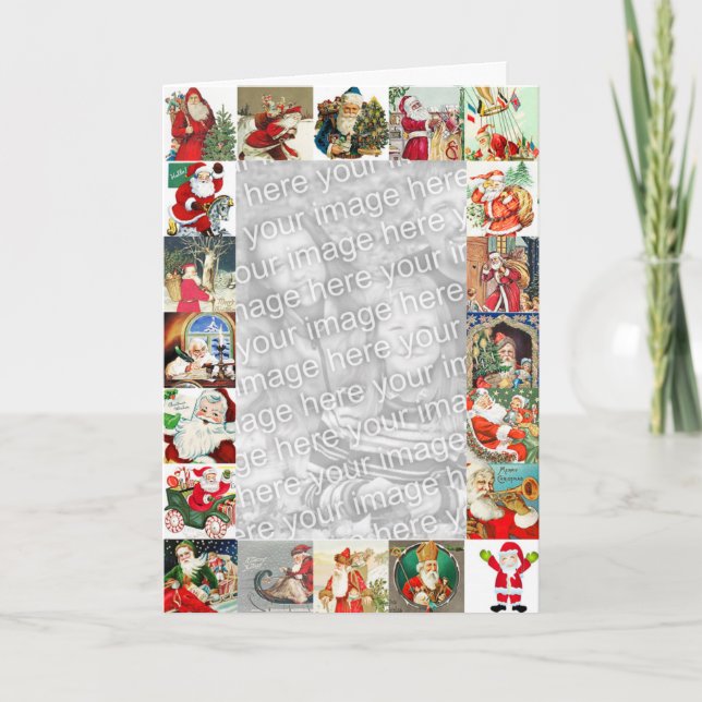 Cartão de Natal da foto de família de 25 Santa (Frente)