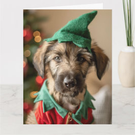 Cartão de Natal Da Irlandesa Wolfhound Elf