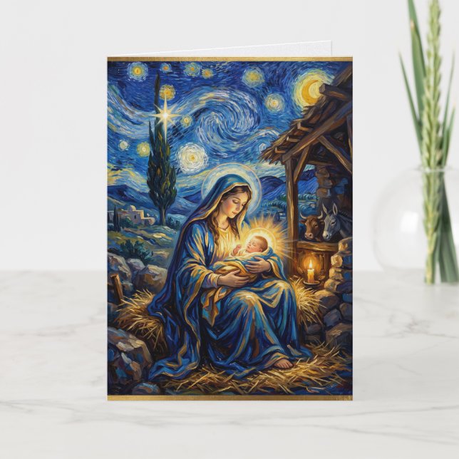 Cartão de Natal da Natividade de Maria e Jesus (Frente)