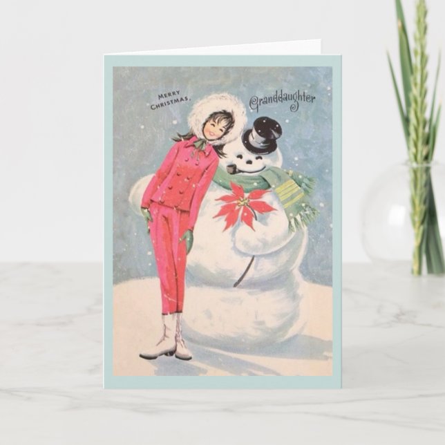 Cartão de Natal da neta retrô (Frente)