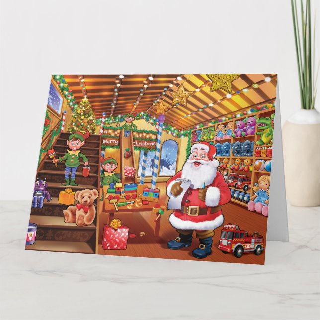 Cartão de Natal da oficina do papai noel (Frente)