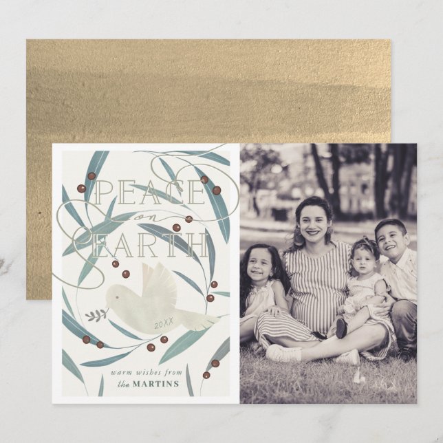 Cartão de Natal da Peace on Earth Dove Cream (Frente/Verso)