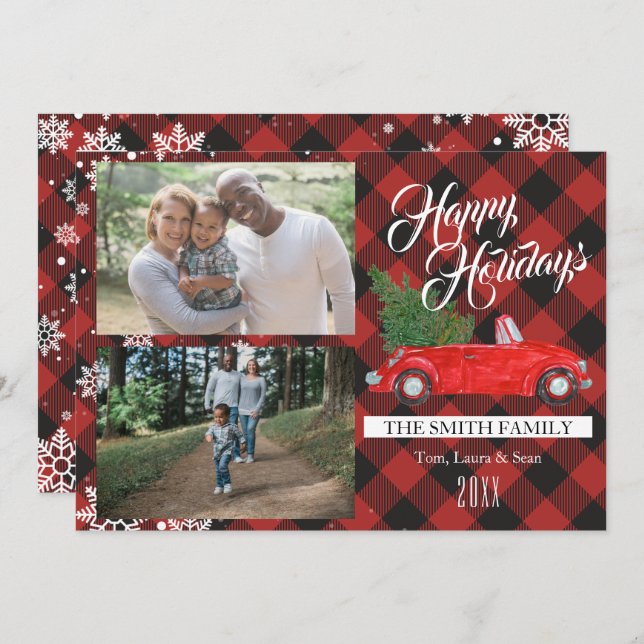 Cartão de Natal da Xadrez de Árvore de Natal Buffa (Frente/Verso)