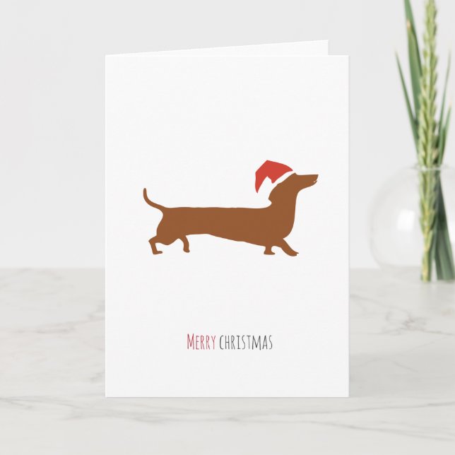 Cartão de Natal Dachshund para Papais noeis bonito (Frente)