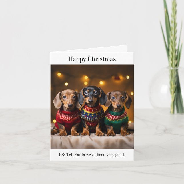 Cartão de Natal Dachshund Puppies (Frente)