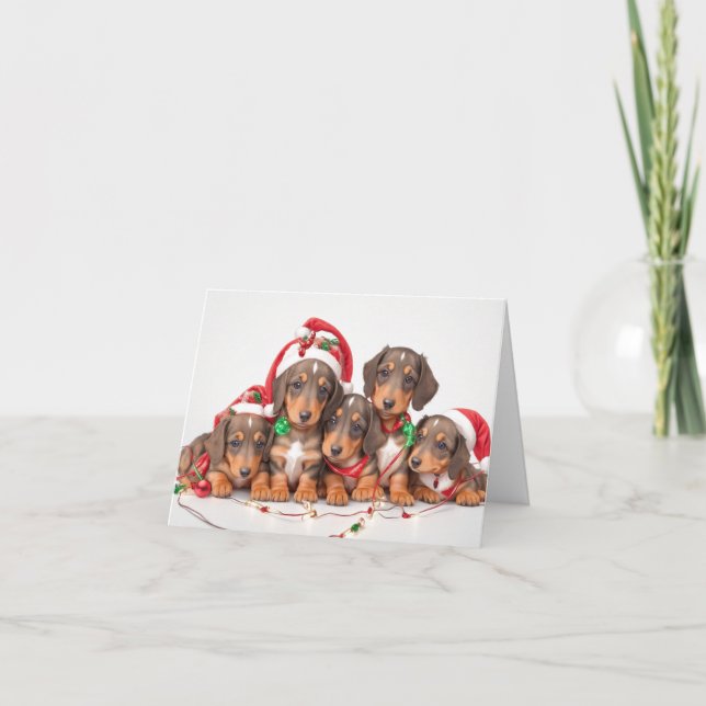 Cartão de Natal Dachshund Puppies (Frente)