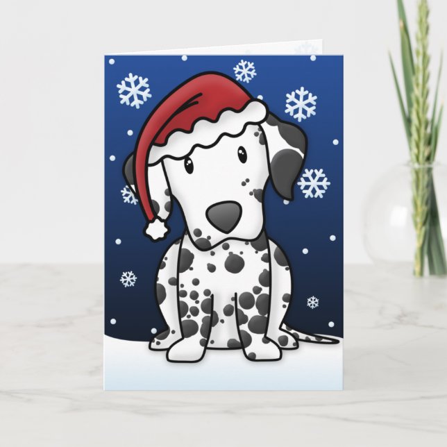 Cartão de Natal Dalmatian de Kawaii (Frente)