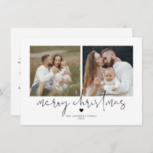 Cartão de Natal de 2 Fotos Minimalista Moderno da