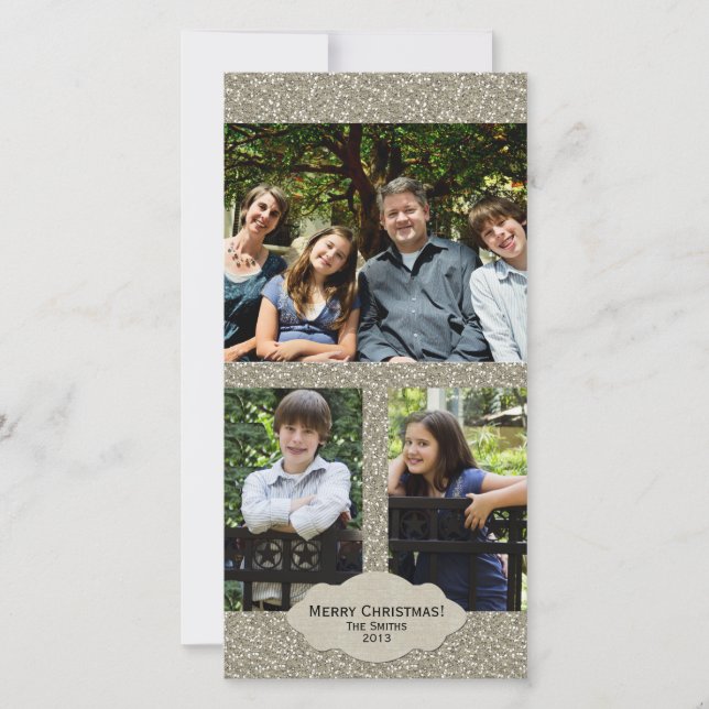 Cartão de Natal De 3 Fotografias Ajustável Com Gli (Frente)