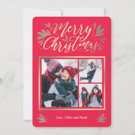 Cartão de Natal de 3 Fotos Seasonal Glow