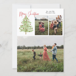 Cartão de Natal de 4 Fotografias com Watercolor