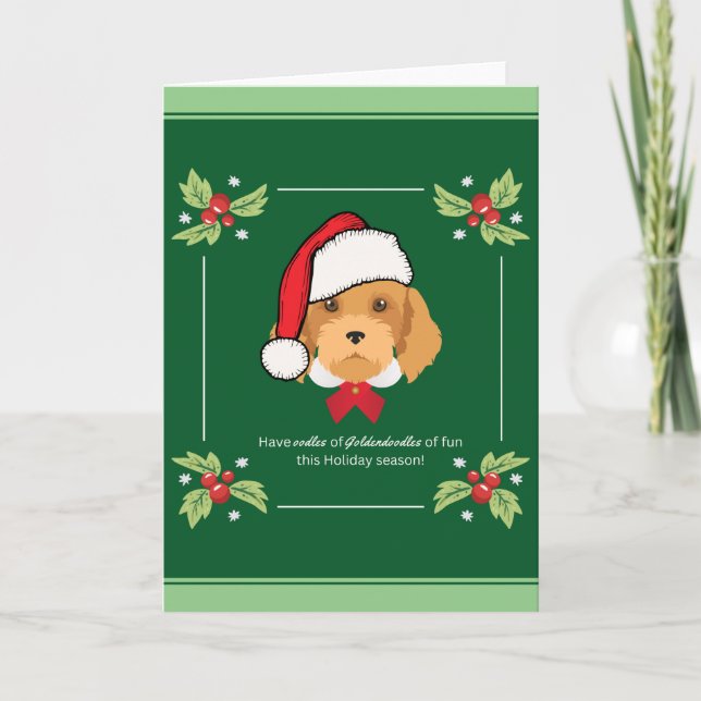 Cartão de Natal de 5 x 7 pol. Goldendoodle (Frente)
