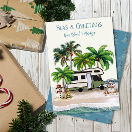 Cartão de Natal de Acampamento em Motorhome com Bo