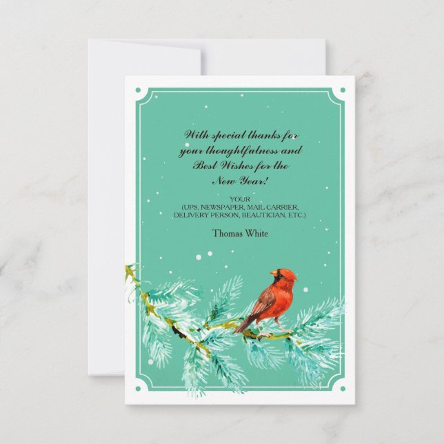 Cartão de Natal de Agradecimento Snowbird (Frente)