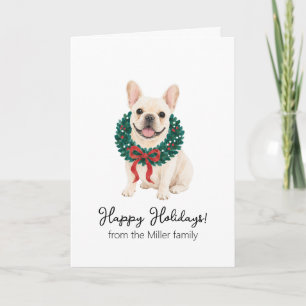 Cartão de Natal de Aguarela do Bulldog Francês