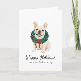 Cartão de Natal de Aguarela do Bulldog Francês