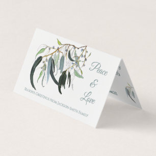 Cartão de Natal de Amor com Aquarela Botânica