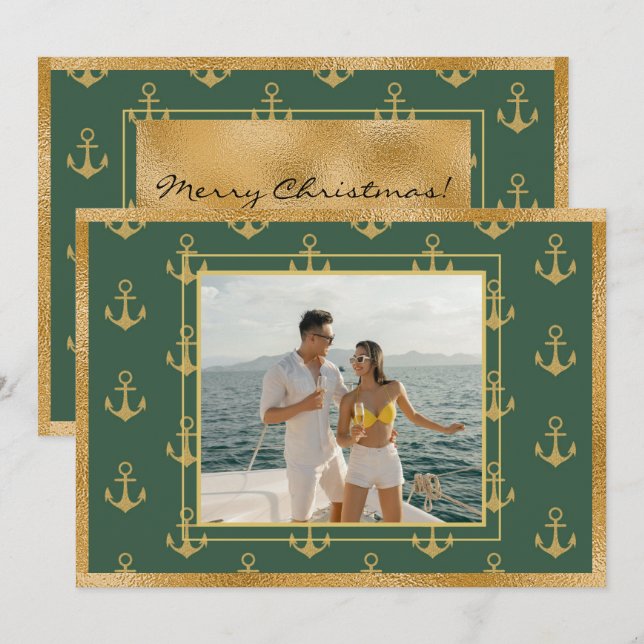 Cartão de Natal de Ângulo de Foto Náutico (Frente/Verso)