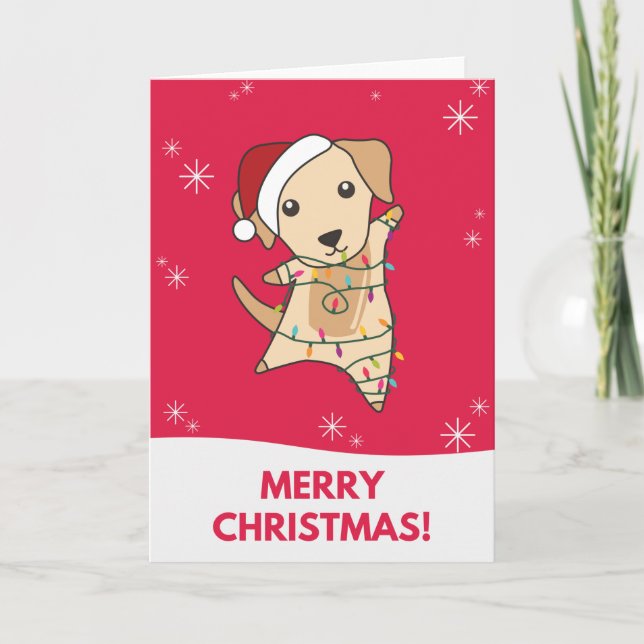 Cartão de Natal de Animais de Inverno com Labrador (Frente)