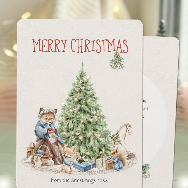Cartão de Natal de Animais Nostalgâmico (Nostalgic Watercolor Animal Christmas Card ©Susanne Sachers - Sunny Mind 🌞)