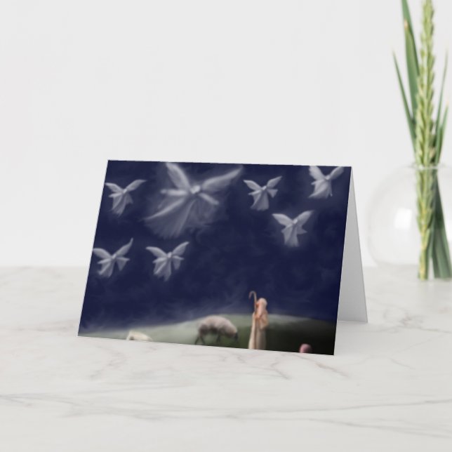 Cartão de Natal de Anjos e Pastores (Frente)