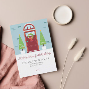 Cartão de Natal de Anúncio de Movimentação de Feri